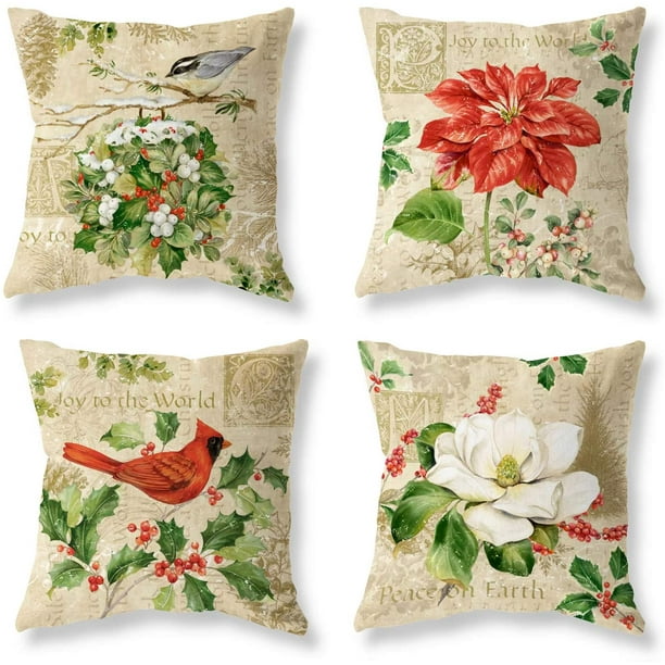 18¡° Cotton Linen Christmas Car Flower Home Decorative Pillow Case Cushion Cover